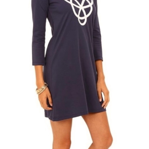 Lilly Pulitzer 3/4 Sleeve Blair Jersey Shift Dress w Soutache Appliqué - Picture 8 of 10